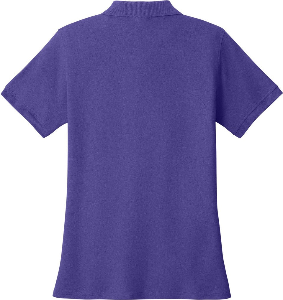 Rear View of Purple Port & Co Women's Core Blend Pique Polo. LKP155