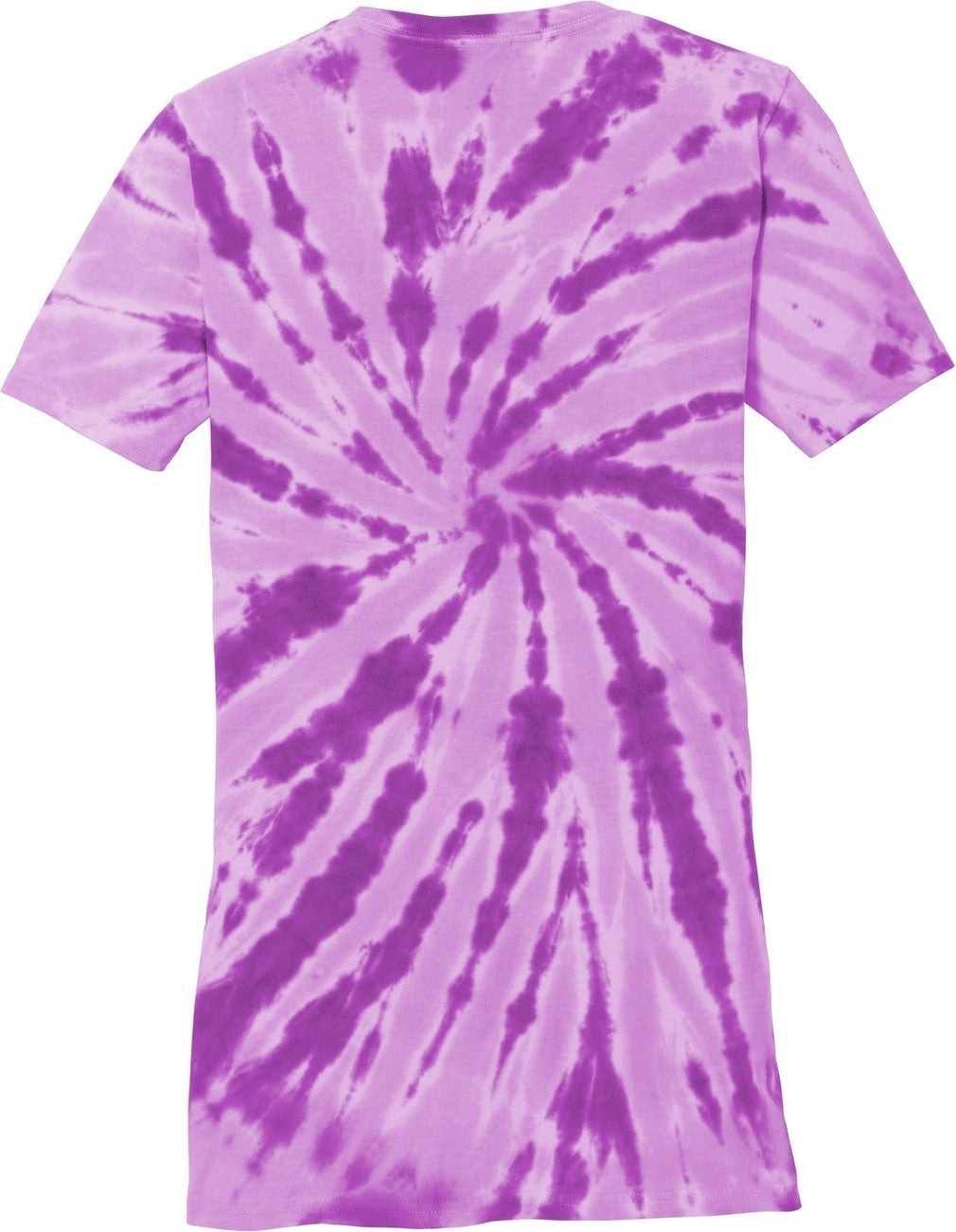 Front View of Purple Port & Co Women's Tie-Dye V-Neck Tee. LPC147V