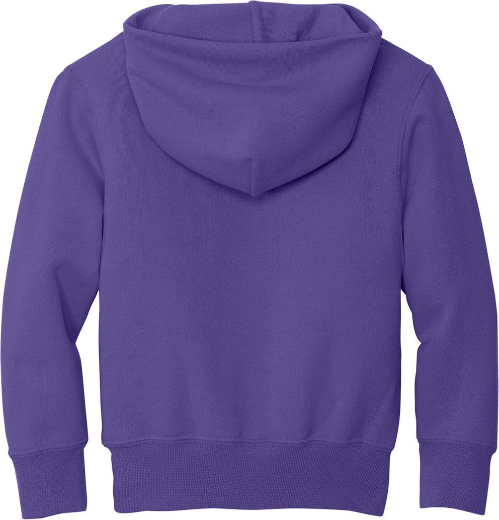 Front View of Purple Port & Co Youth Core Fleece Pullover Hooded Sweatshirt. PC90YH