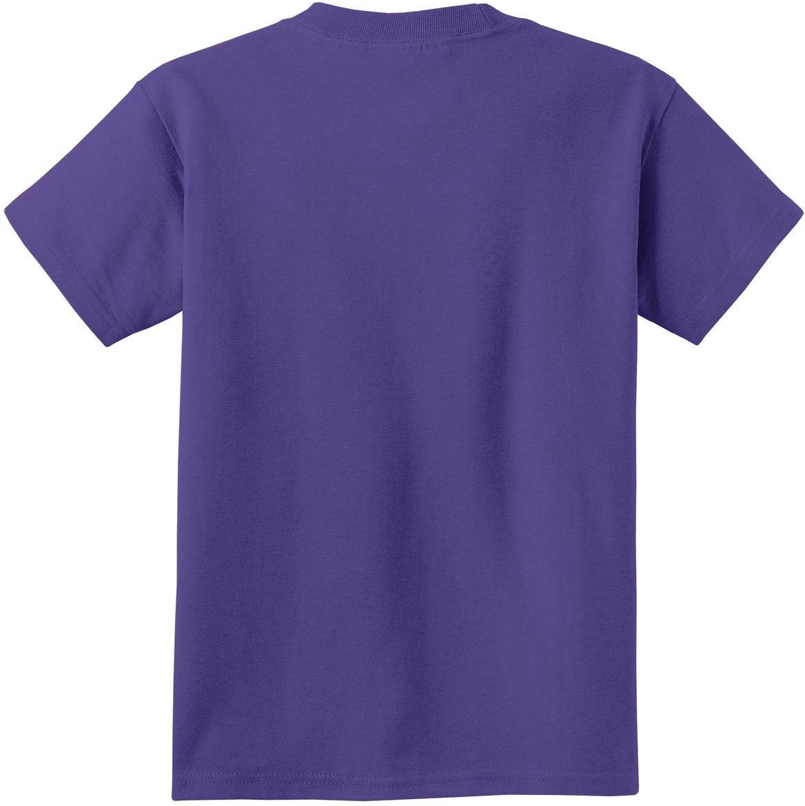 Front View of Purple Port & Co Youth Essential Tee. PC61Y