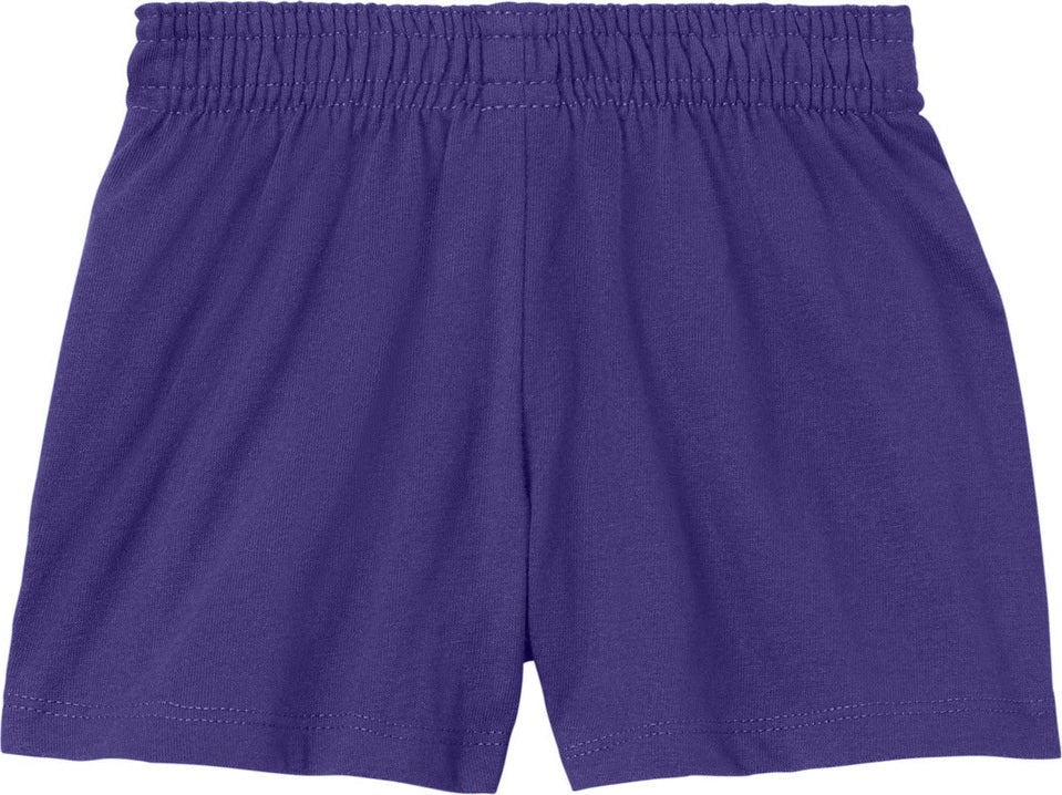 Rear View of Purple Sport-Tek Girls Jersey Knit Squad Short YGST311