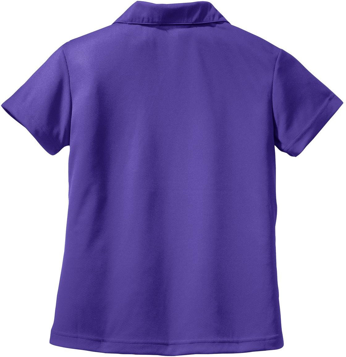 Front View of Purple Sport-Tek Women's Dri-Mesh V-Neck Polo. L469
