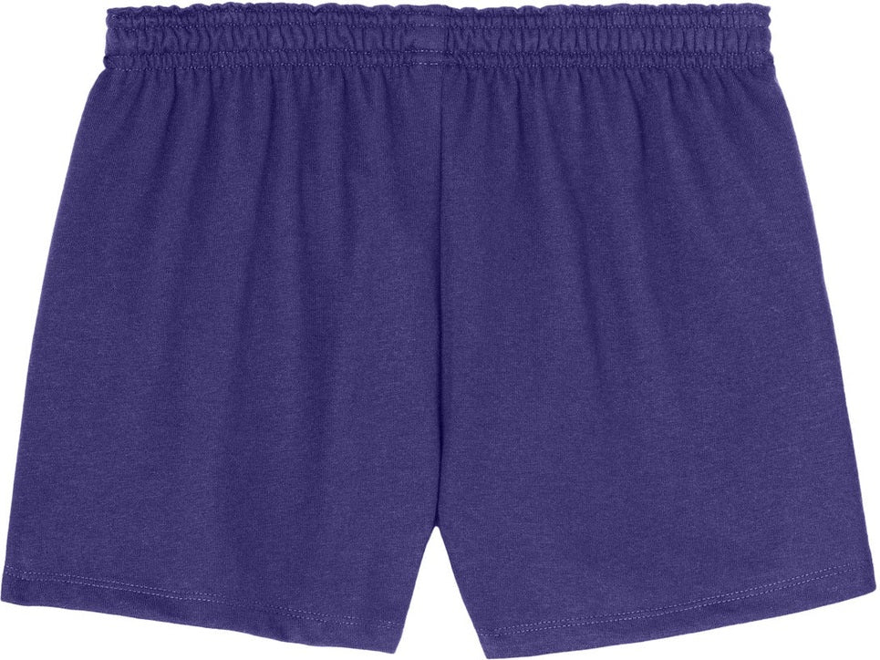Front View of Purple Sport-Tek Women's Jersey Knit Squad Short LST311