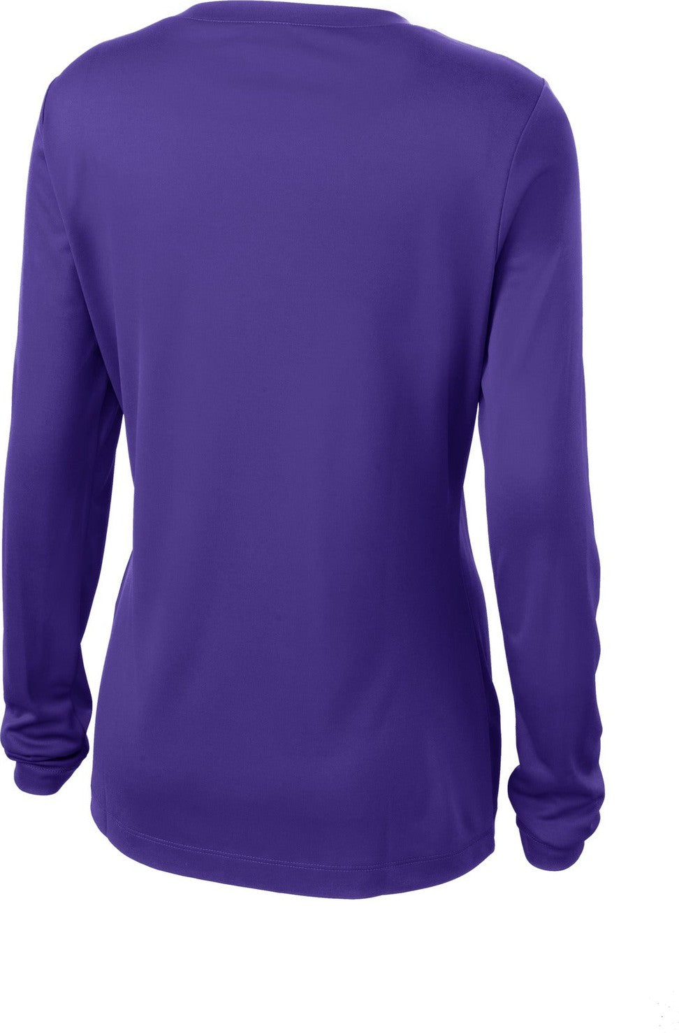 Front View of Purple Sport-Tek Women's Long Sleeve PosiCharge Competitor V-Neck Tee. LST353LS