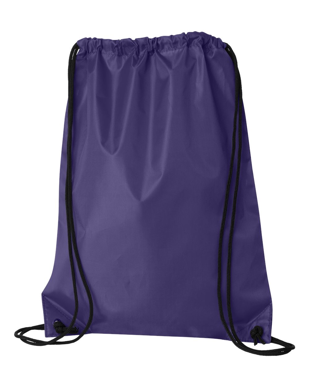 Front View of Purple Value Drawstring Backpack - 8886