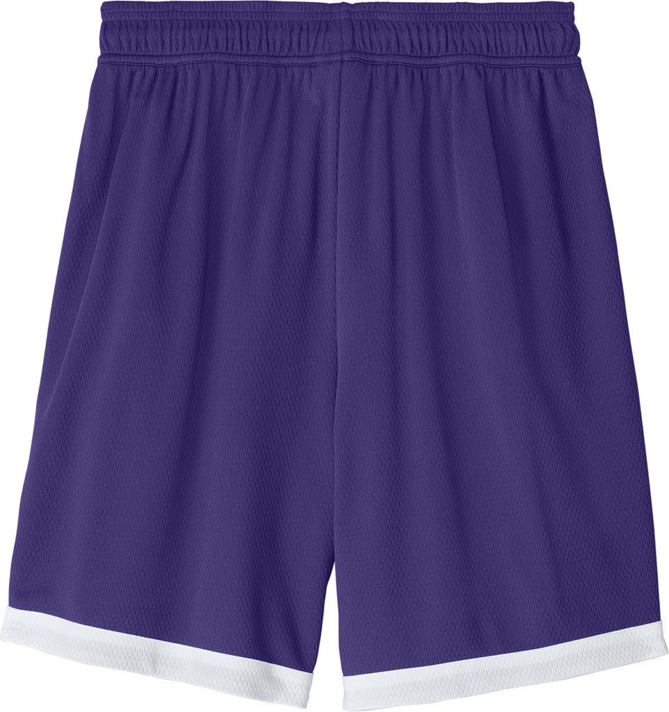 Front View of Purple/Wh Sport-Tek Rival Basketball 7"Short ST901