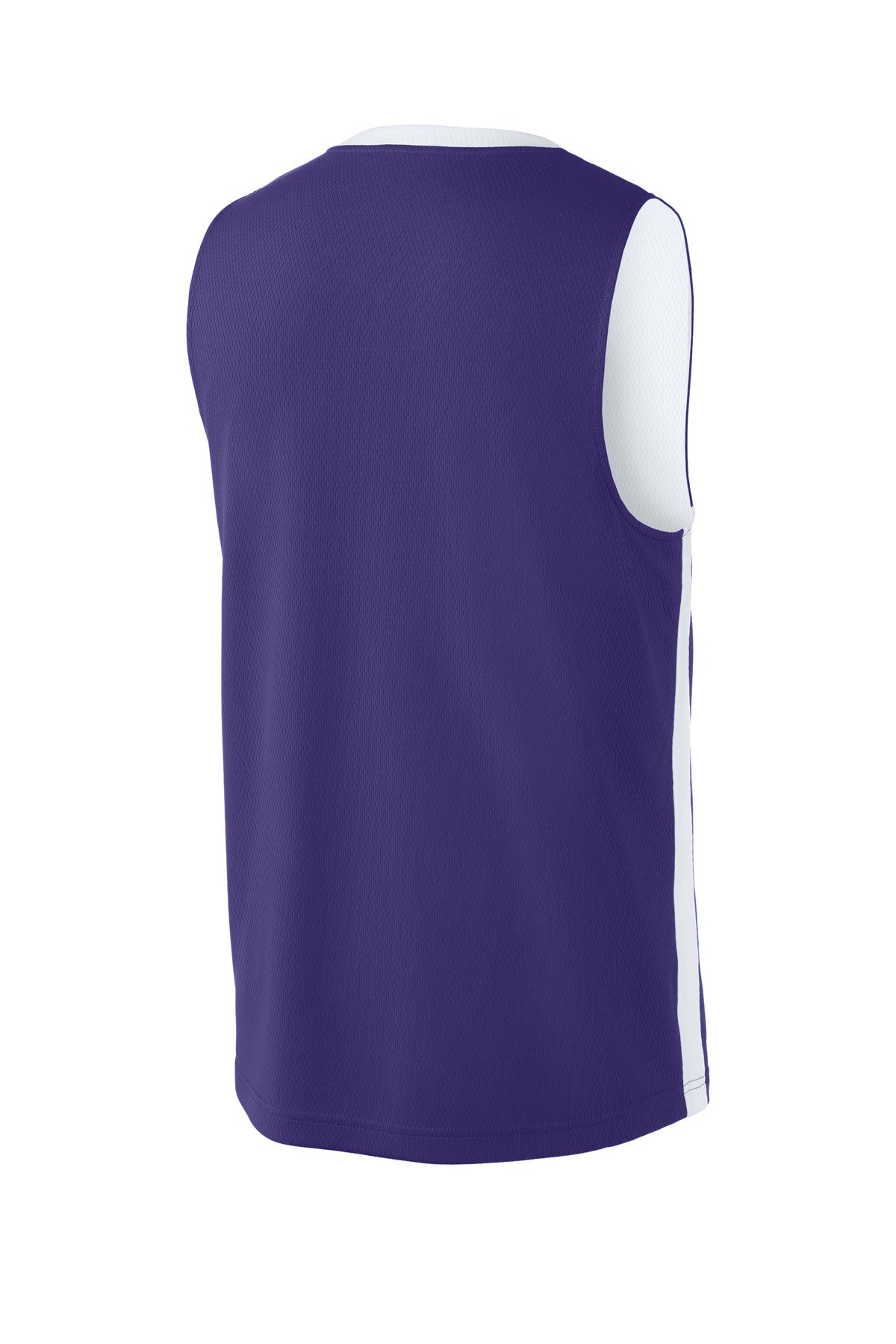 Front View of Purple/Wh Sport-Tek Rival Basketball Rev Jersey ST900