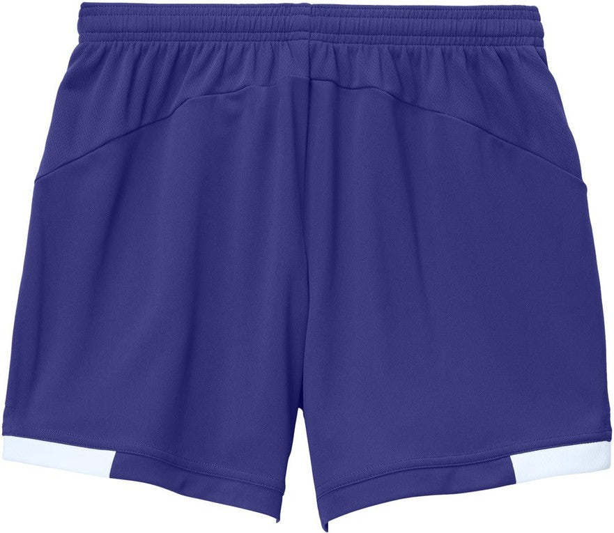 Rear View of Purple/Wh Sport-Tek Women's Club 5" Short LST442