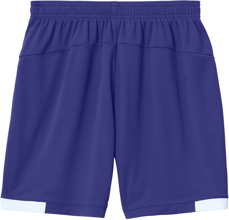Rear View of Purple/Wh Sport-Tek Youth Club 5" Short YST442