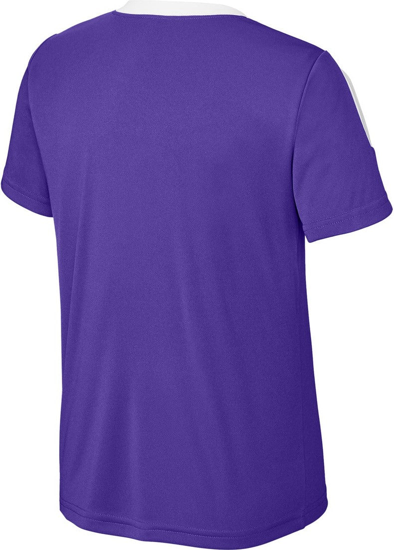 Front View of Purple/Wh Sport-Tek Youth Competitor United Crew YST100