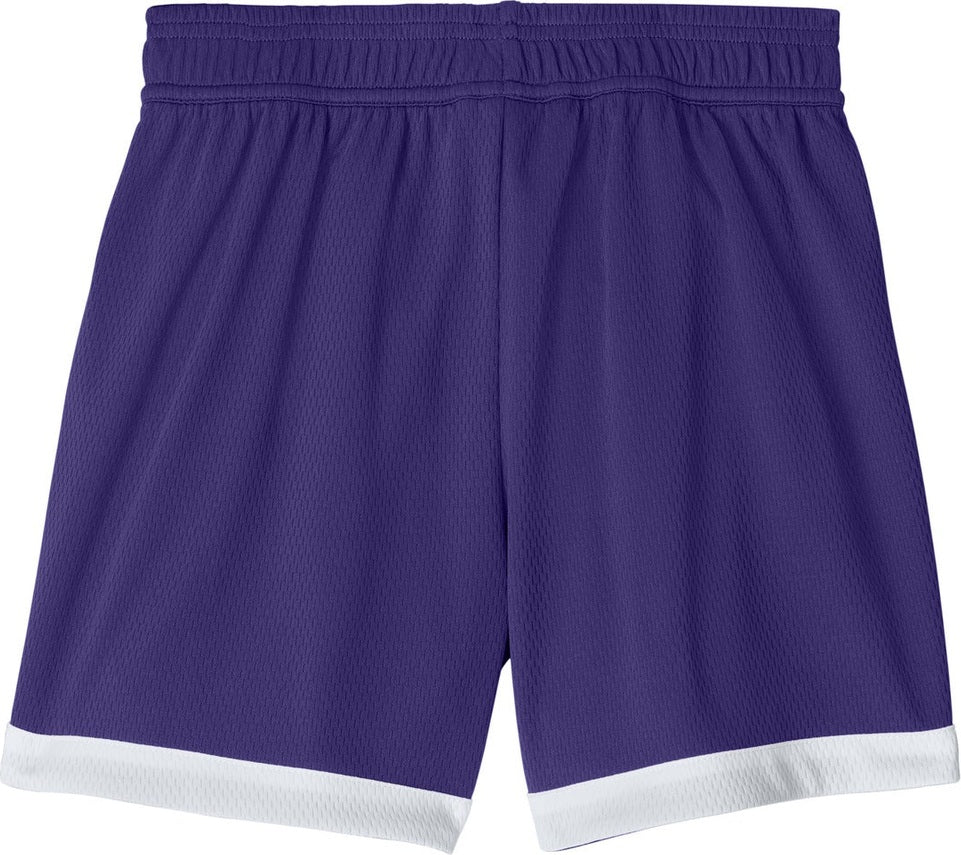 Rear View of Purple/Wh Sport-Tek Youth Rival Basketball 5" Short YST901