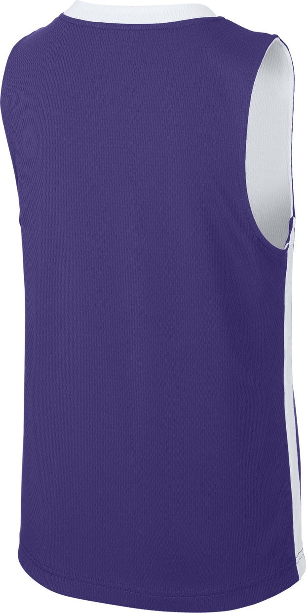 Rear View of Purple/Wh Sport-Tek Youth Rival Basketball Rev Jersey YST900
