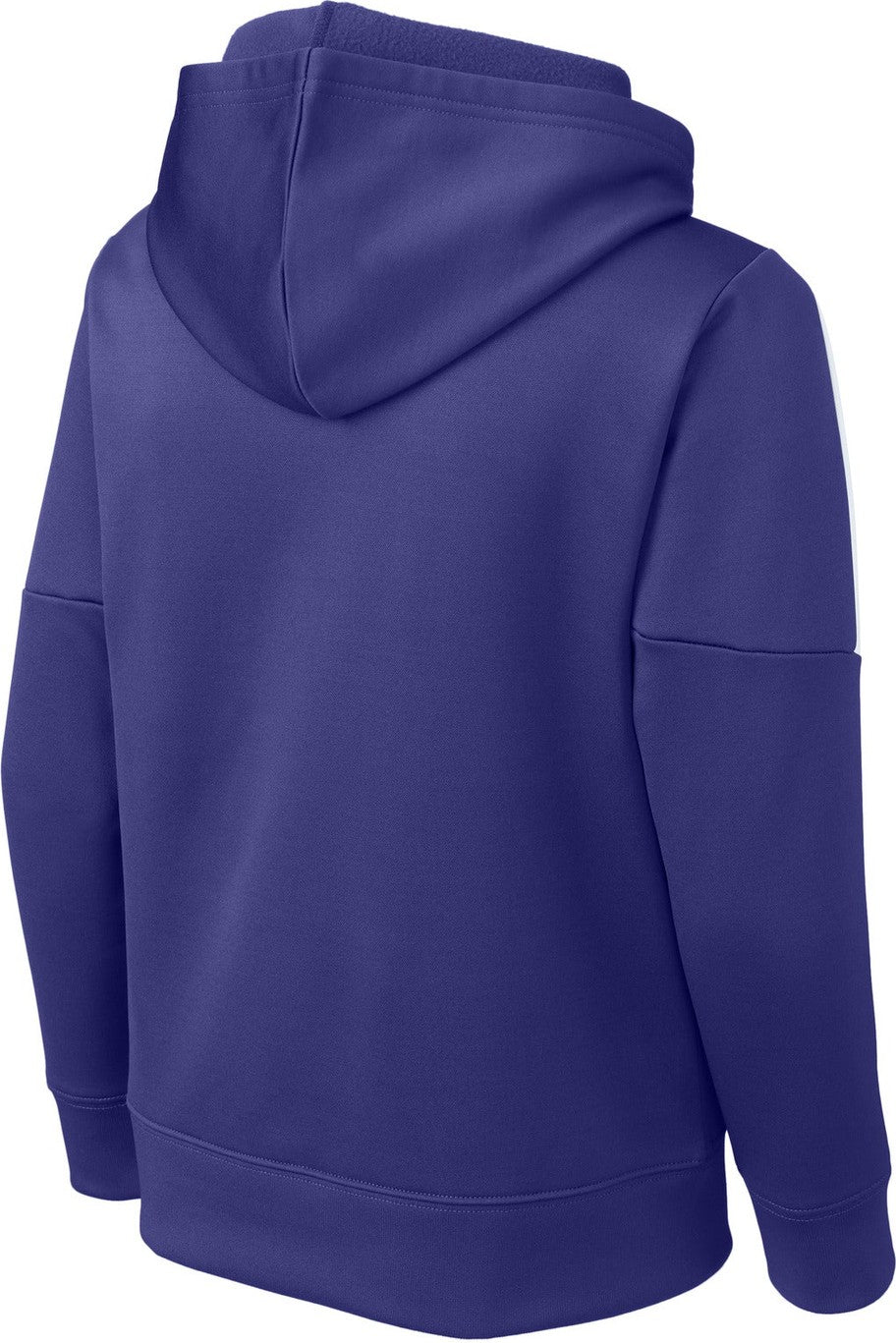 Front View of Purple/Wh Sport-Tek Youth Sport-Wick Fleece United Pullover Hoodie YST255
