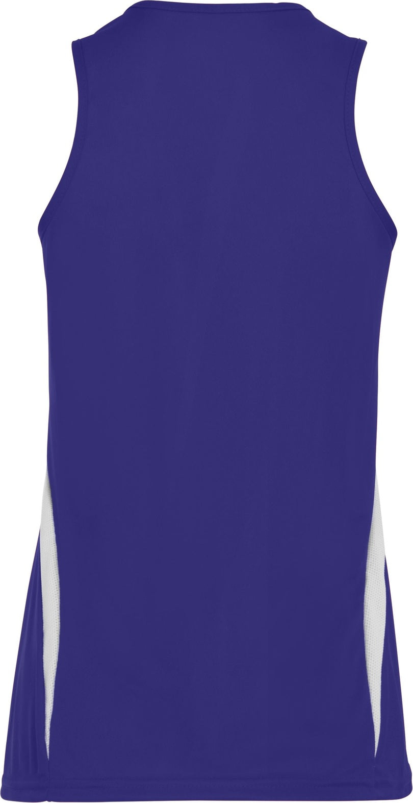 Rear View of PURPLE/WHITE LADIES SPRINT SLIM FIT SINGLET