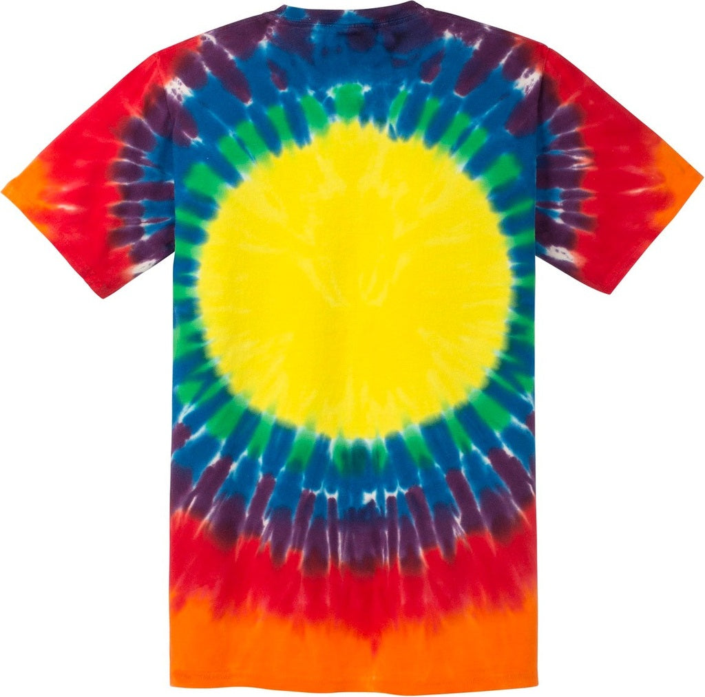 Rear View of Rainbow Port & Co Window Tie-Dye Tee. PC149