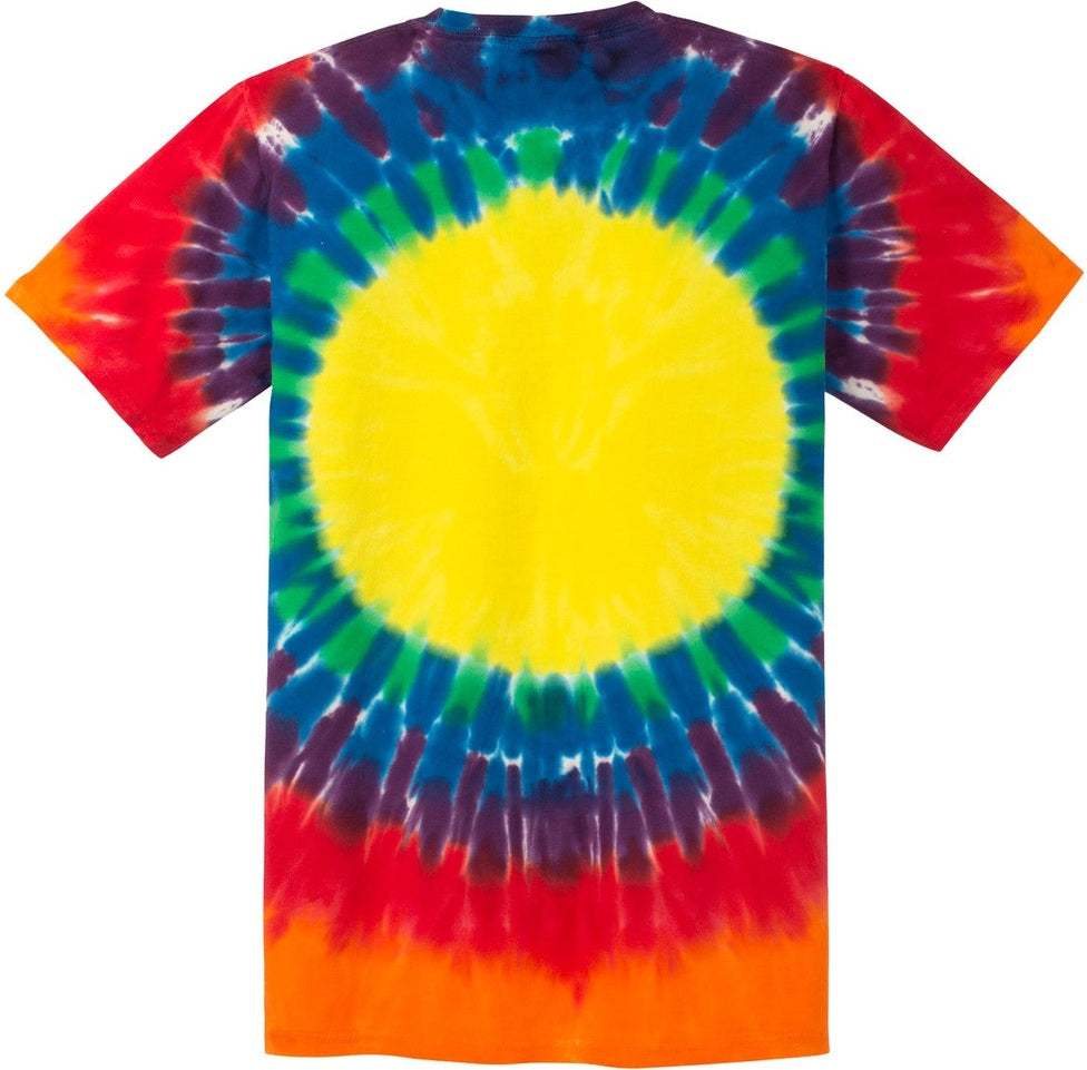 Front View of Rainbow Port & Co Youth Window Tie-Dye Tee. PC149Y