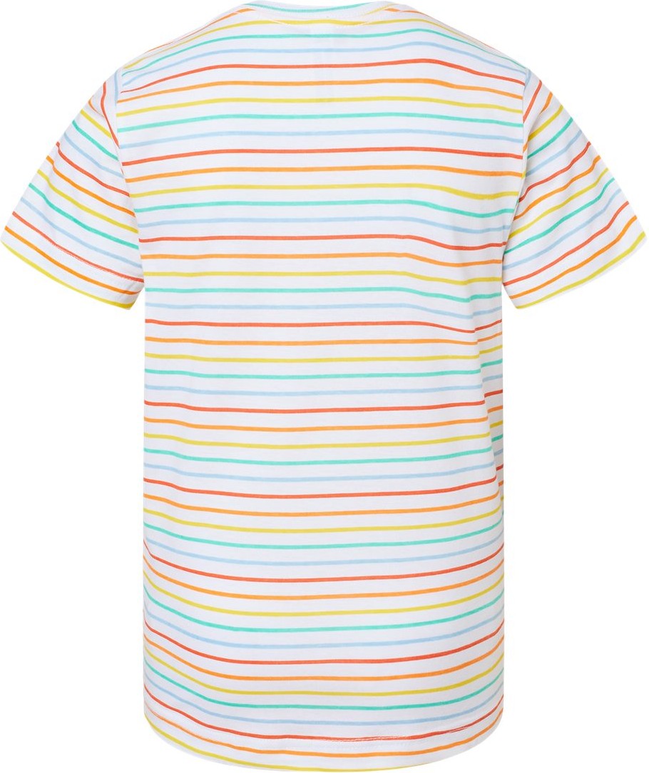 Front View of Rainbow Stripe Youth Fine Jersey Tee - 6101
