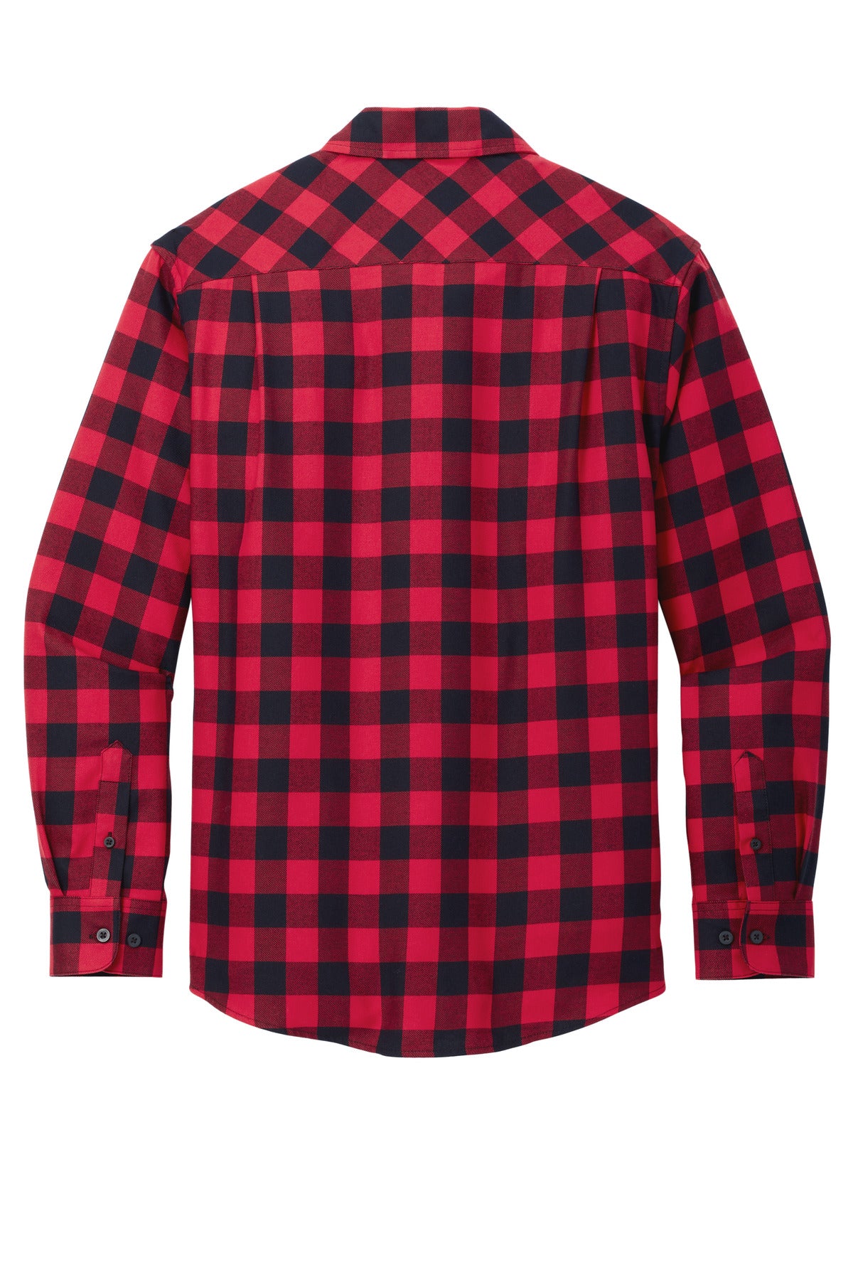 Rear View of R/BkBfflCk Port Authority Plaid Flannel Shirt. W668