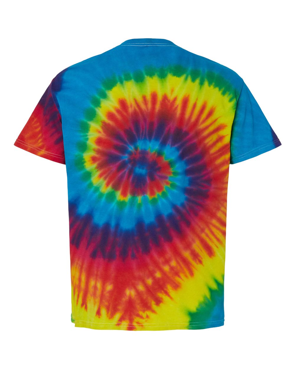 Front View of Reactive Rainbow Multi-Color Tie-Dyed T-Shirt - 1000