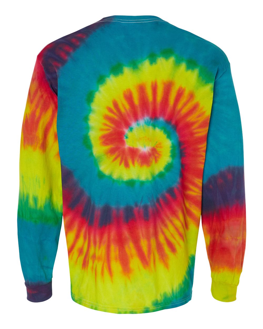 Front View of Reactive Rainbow Tie-Dyed Long Sleeve T-Shirt - 2000