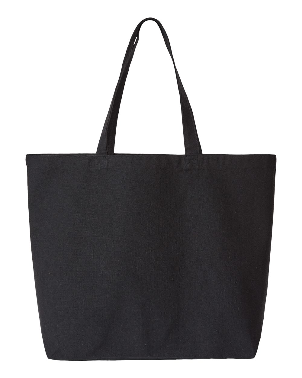 Rear View of Recycled Black Jumbo Recycled Midweight Gusseted Canvas Tote - OAD108R