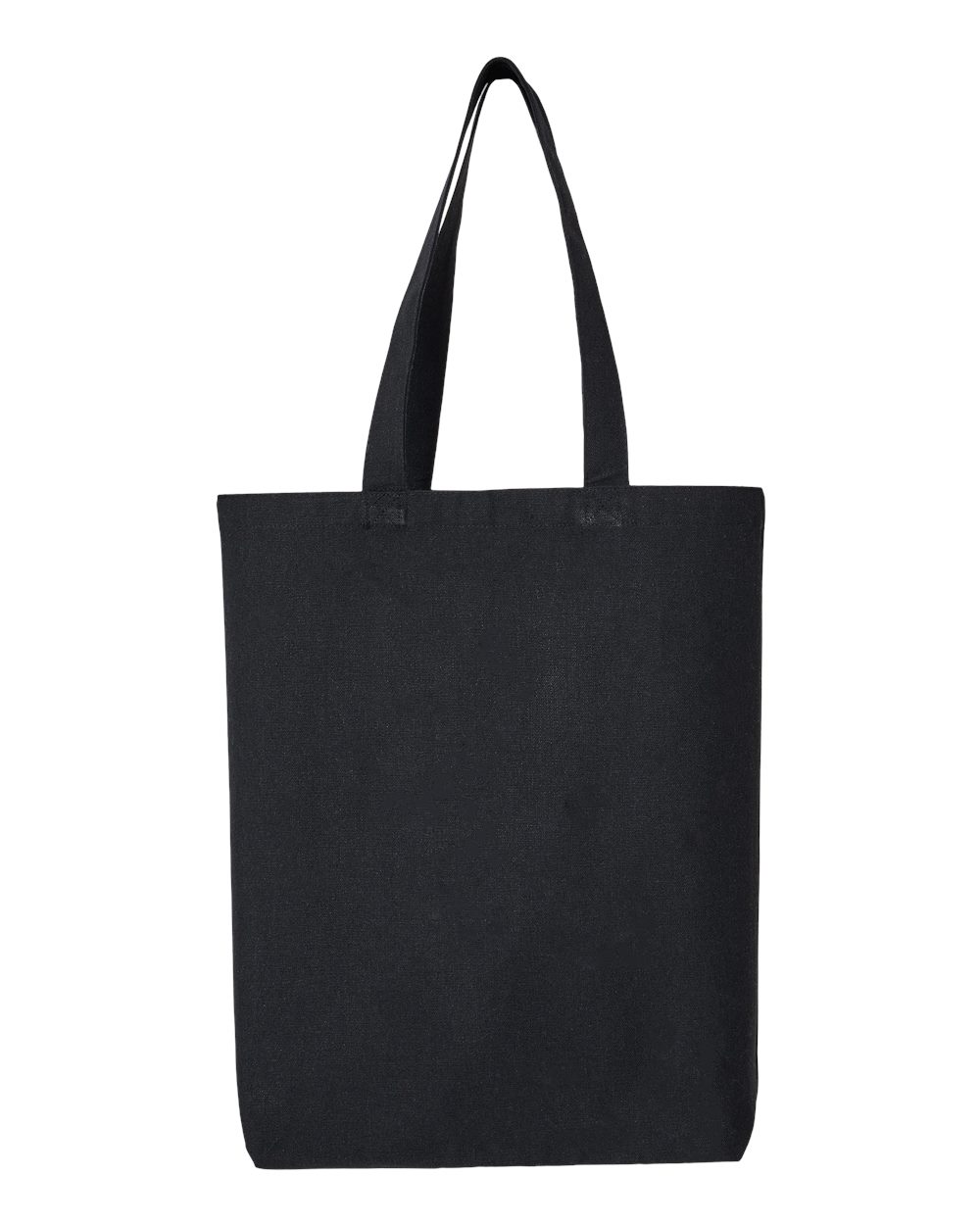 Front View of Recycled Black Midweight Recycled Gusseted Tote - OAD106R