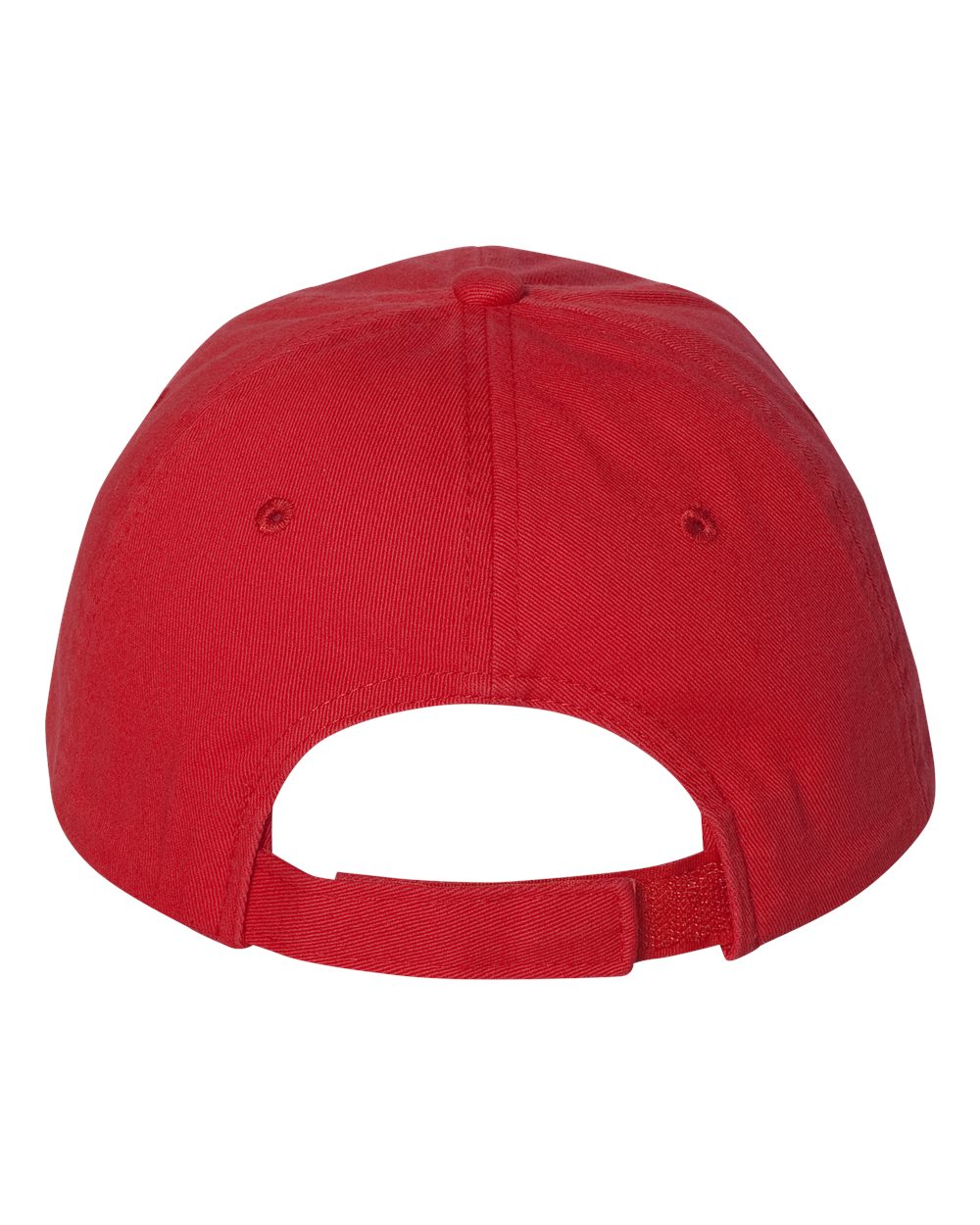 Rear View of Red Bio-Washed Chino Twill Cap - VC350 plain