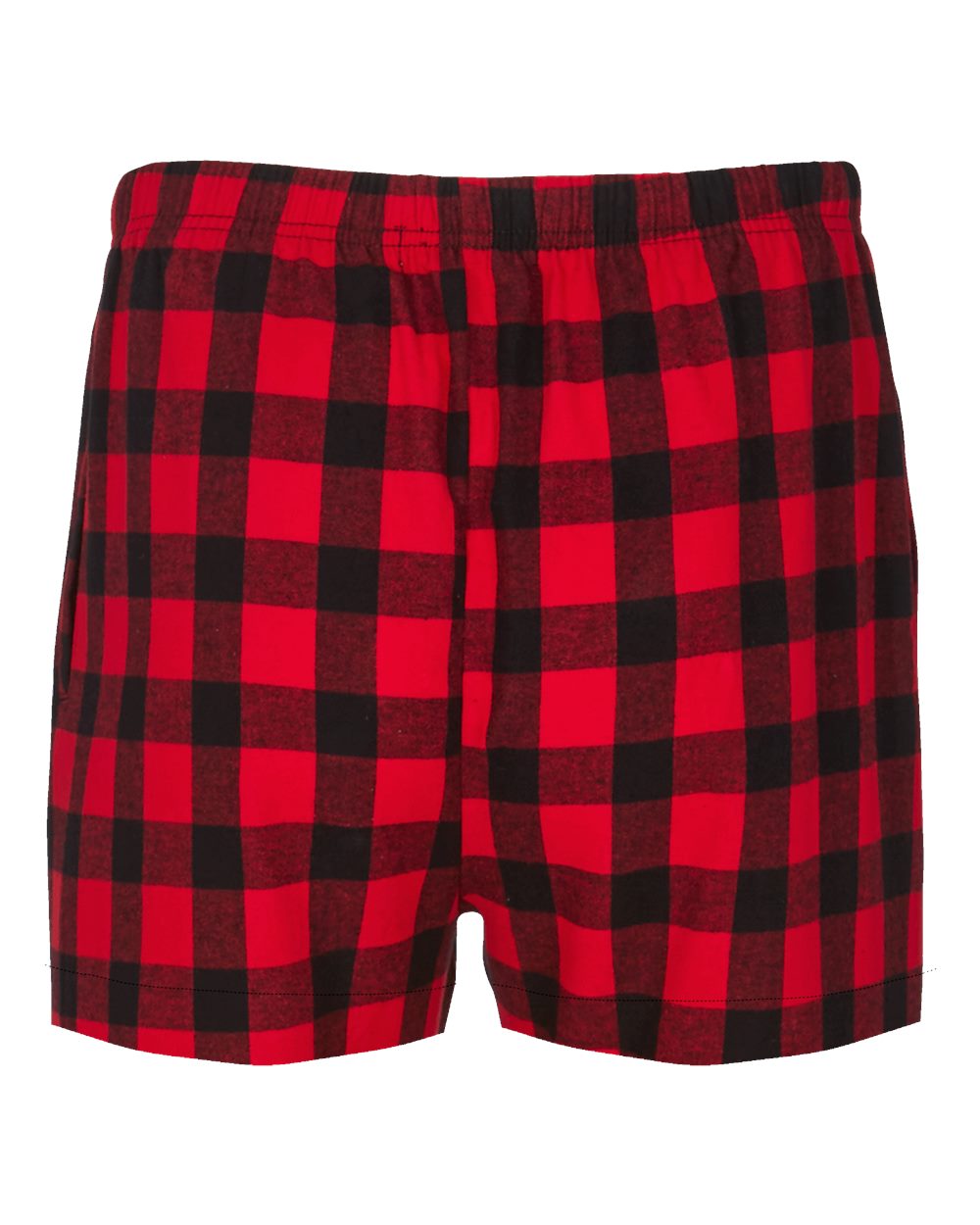 Rear View of Red/ Black Buffalo Double Brushed Flannel Boxers - BM6701