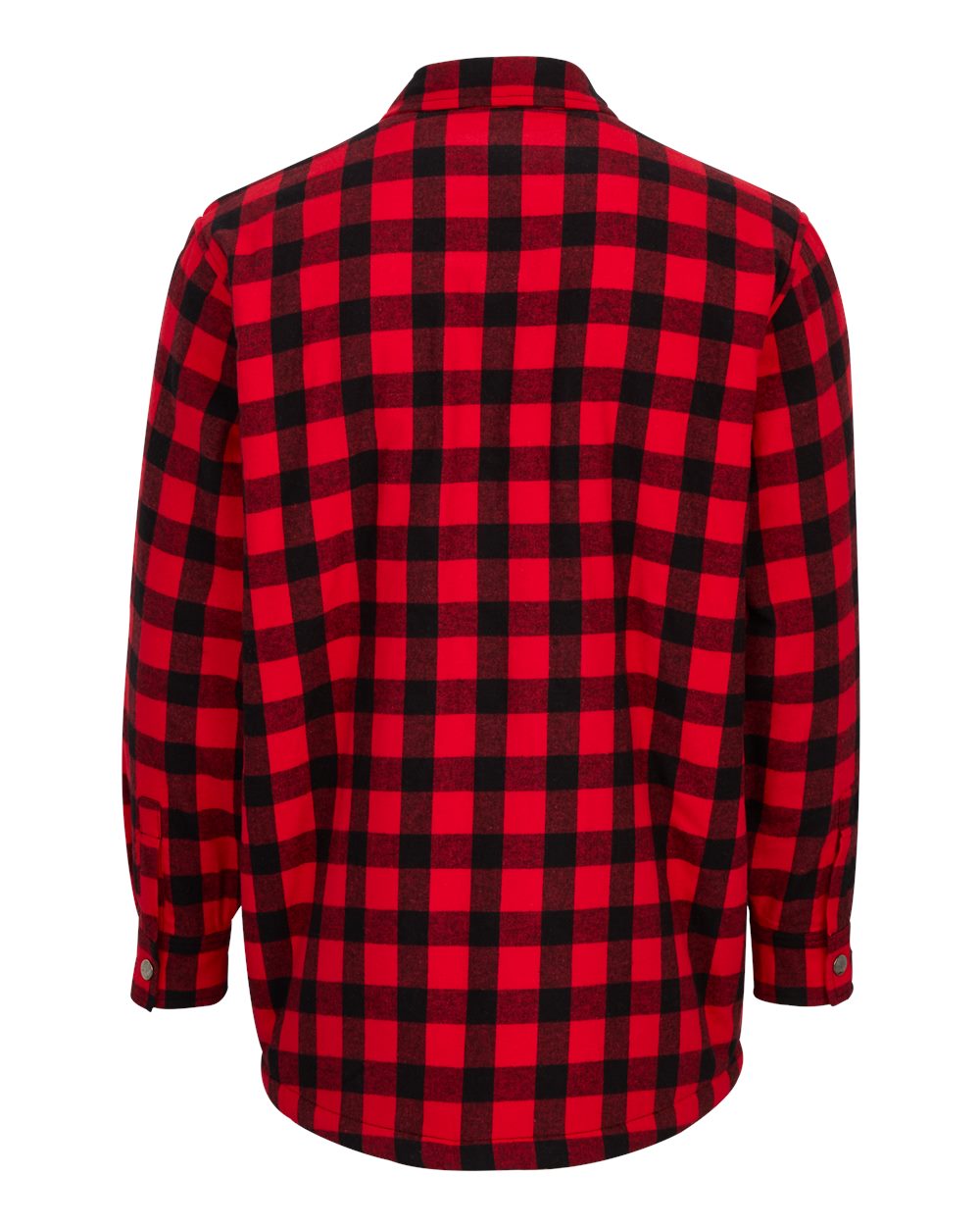 Front View of Red/ Black Buffalo Plaid Flannel Sherpa Workshirt - BM7601