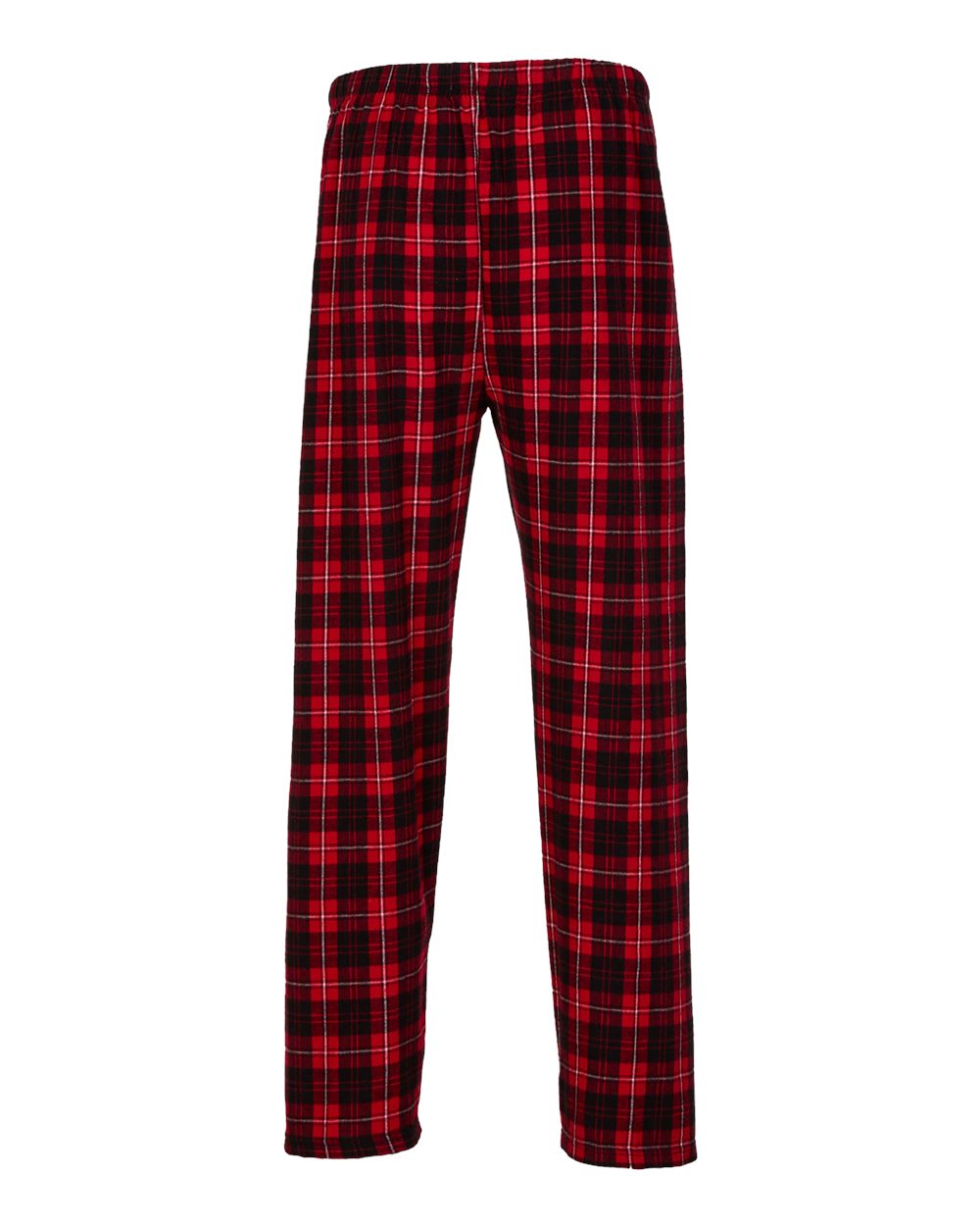 Front View of Red/ Black Plaid Harley Flannel Pants - BM6624