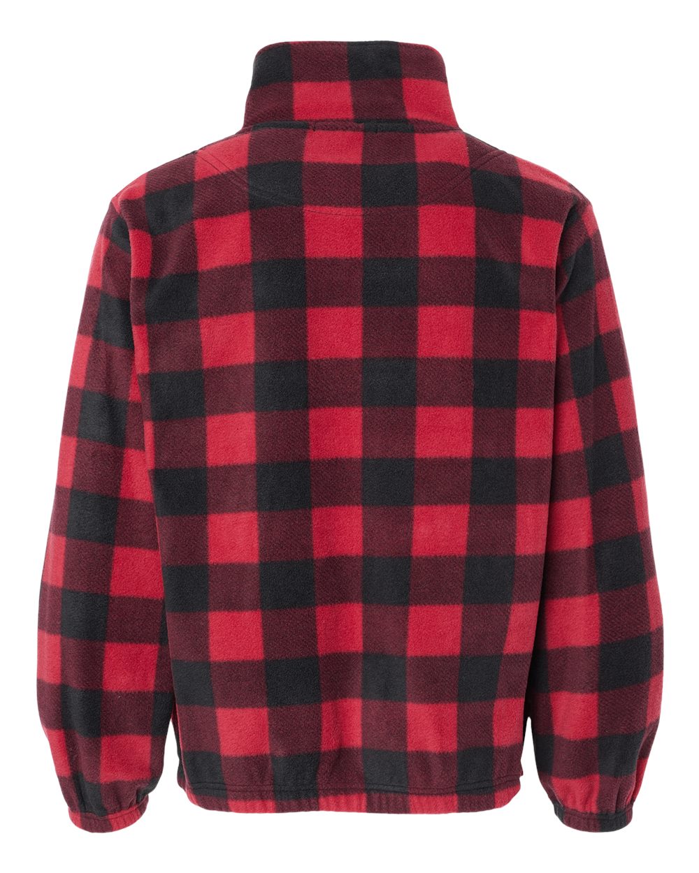 Rear View of Red/ Black Polar Fleece Full-Zip Jacket - 3062