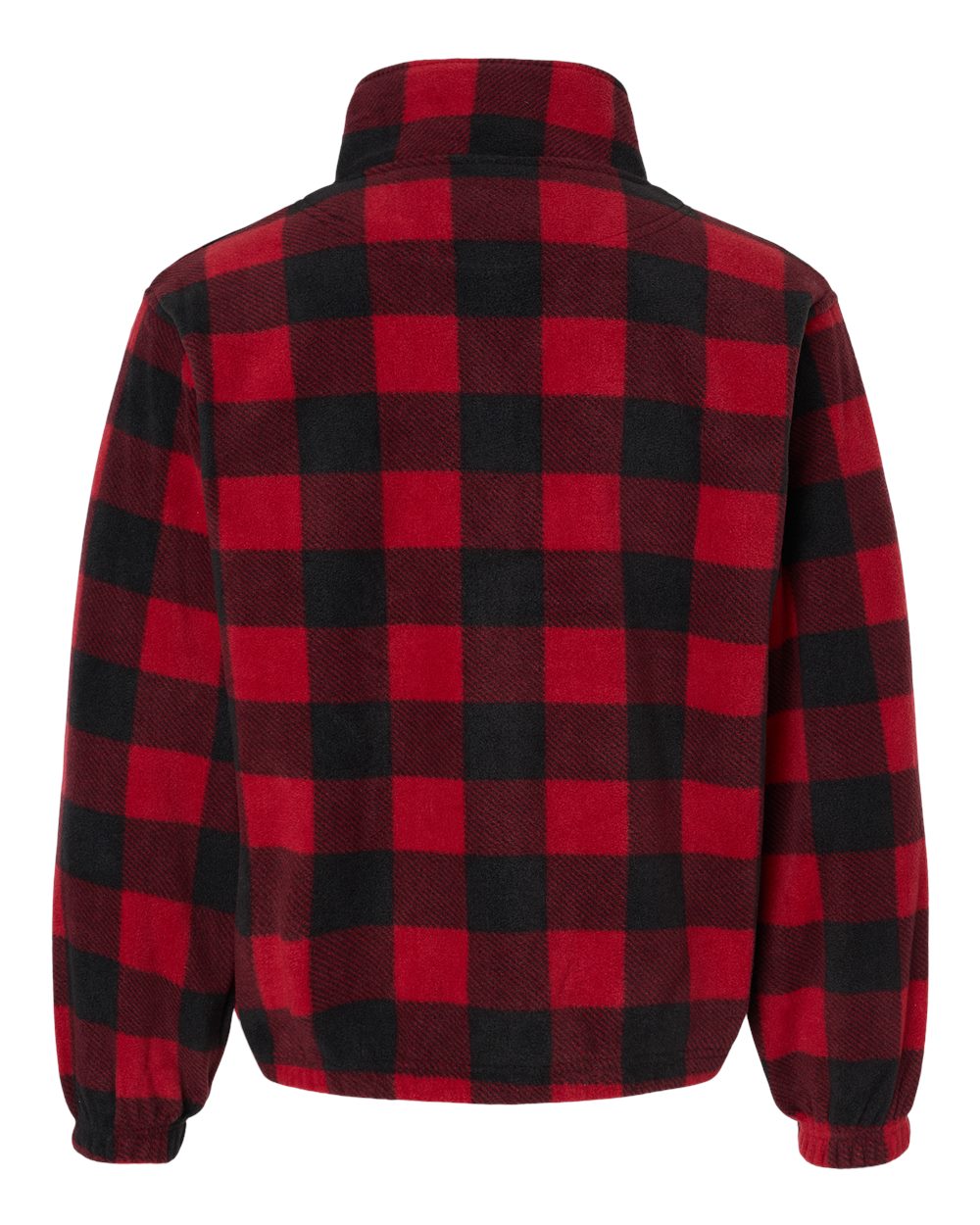Rear View of Red/ Black Polar Fleece Quarter-Zip Pullover - 3052