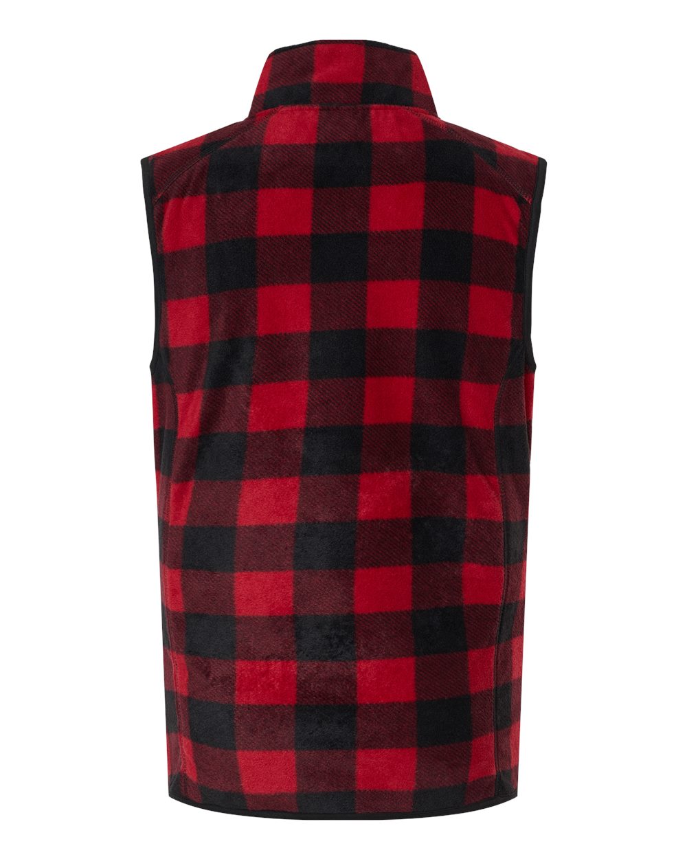Rear View of Red/ Black Polar Fleece Vest - 3012