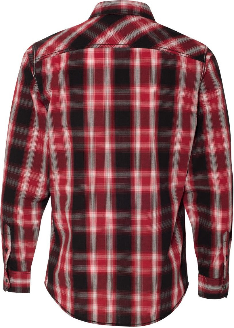 Rear View of Red/ Black Western Shirt - 8206