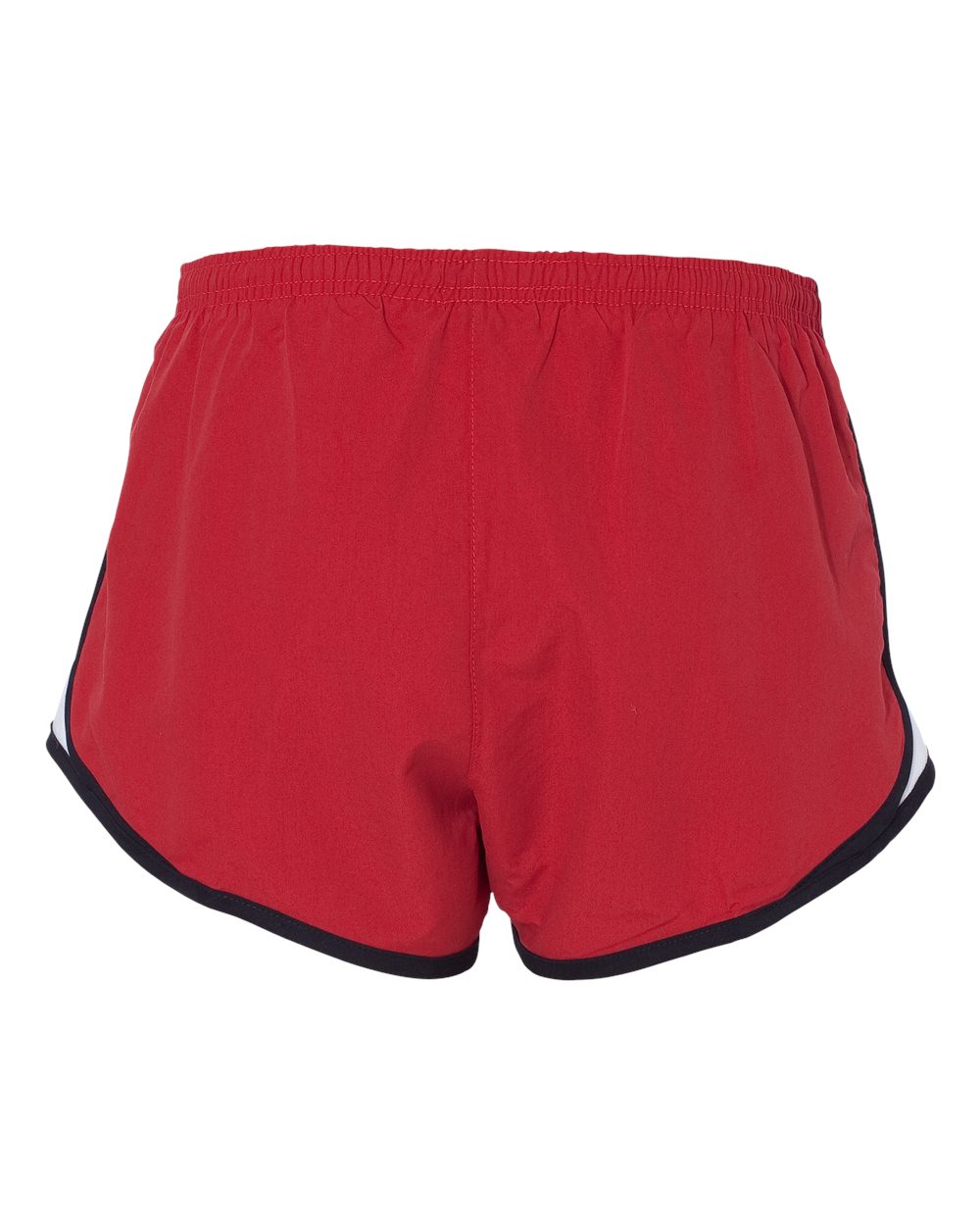 Rear View of Red/ Black/ White Women’s Velocity 3 1/2&quot; Running Shorts - P62