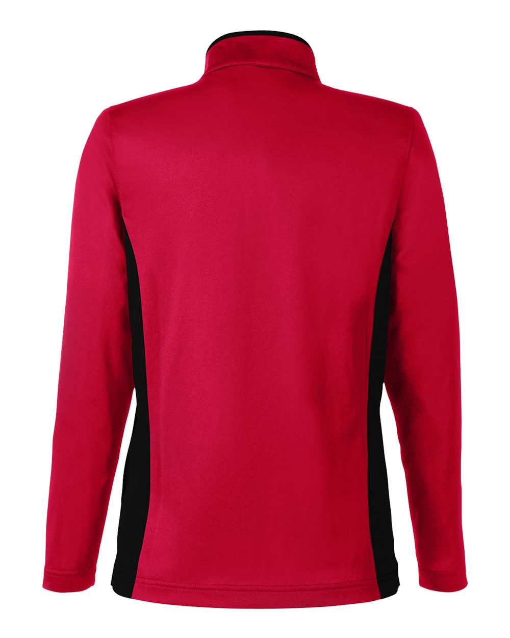 Front View of Red/ Black Women's Flash Snag Protection Plus IL Colorblock Quarter-Zip Pullover - M786W