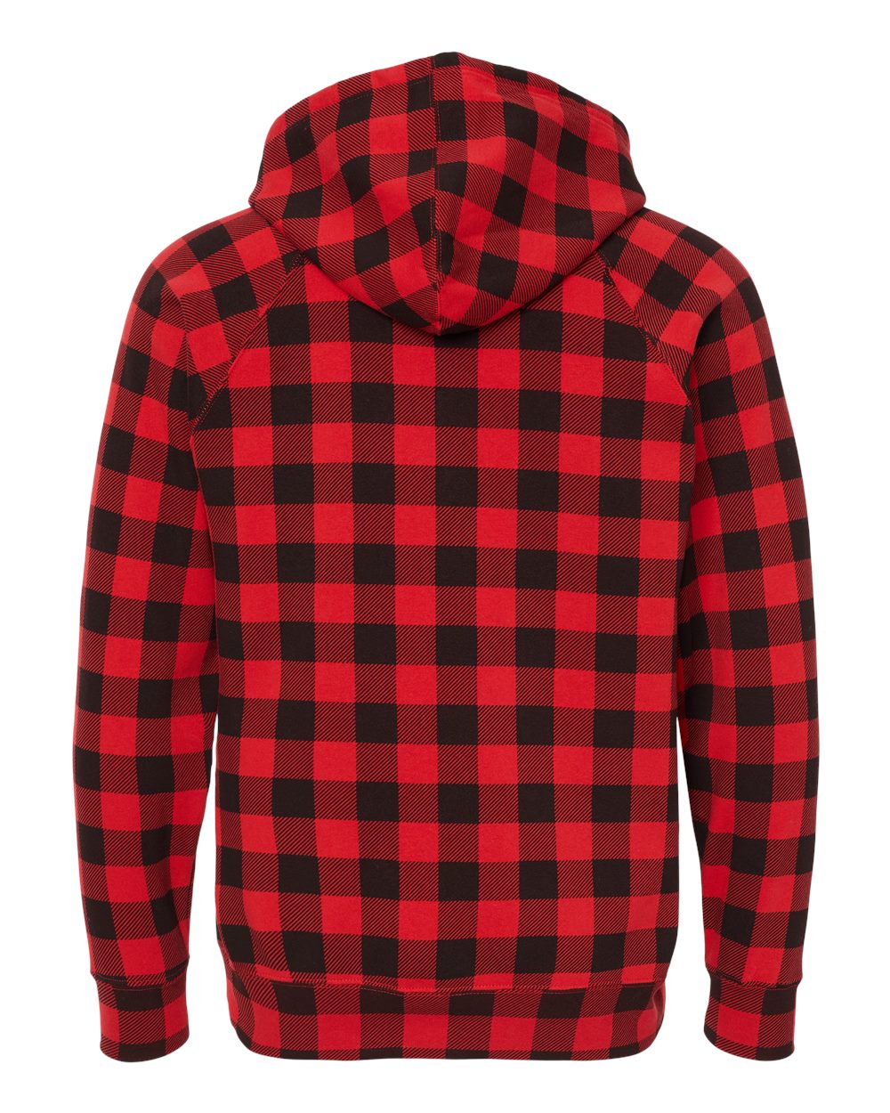 Front View of Red Buffalo Plaid Special Blend Raglan Hooded Sweatshirt - PRM33SBP
