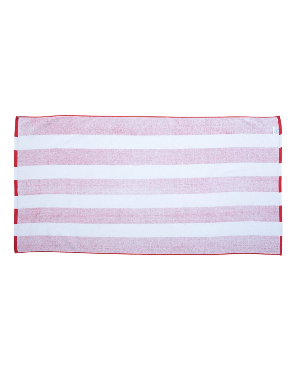 Front View of Red Cabana Stripe Velour Beach Towel - C3060S