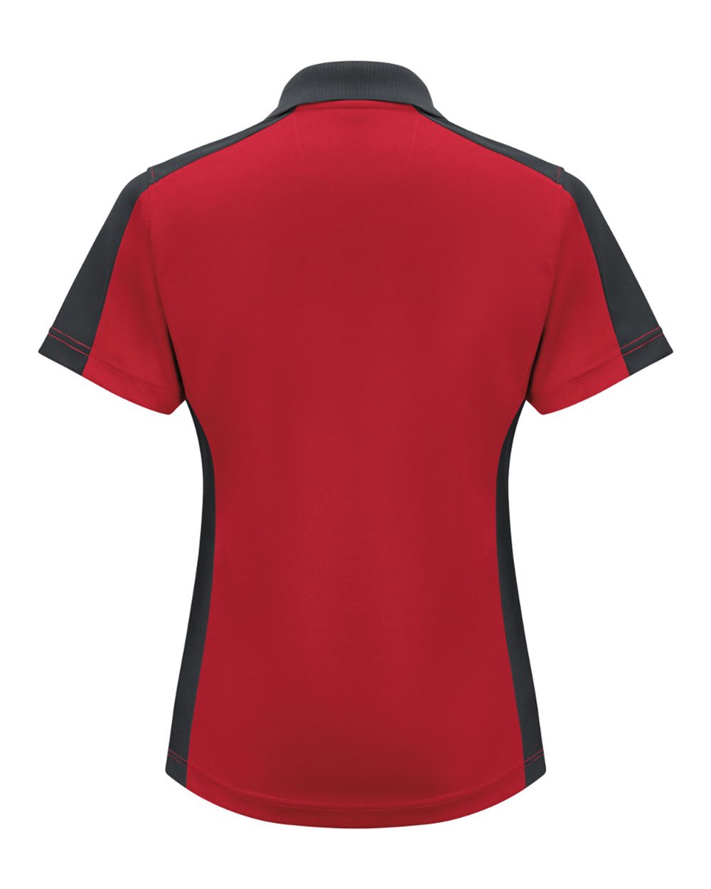 Front View of Red/ Charcoal Women's Short Sleeve Performance Knit Two-Tone Polo - SK53