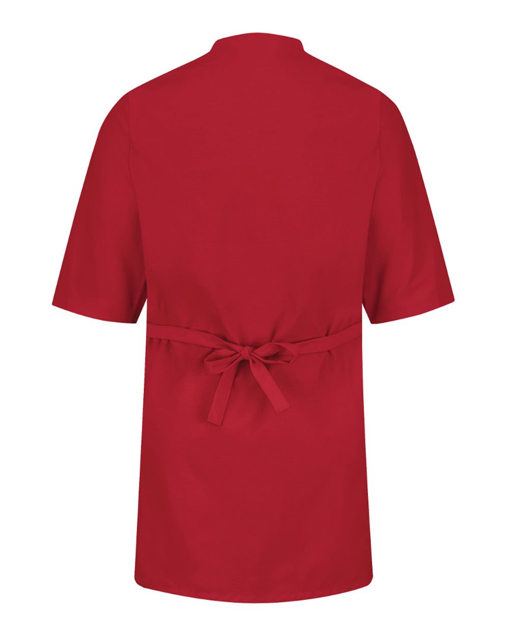 Rear View of Red Collarless Butcher Wrap - WP10