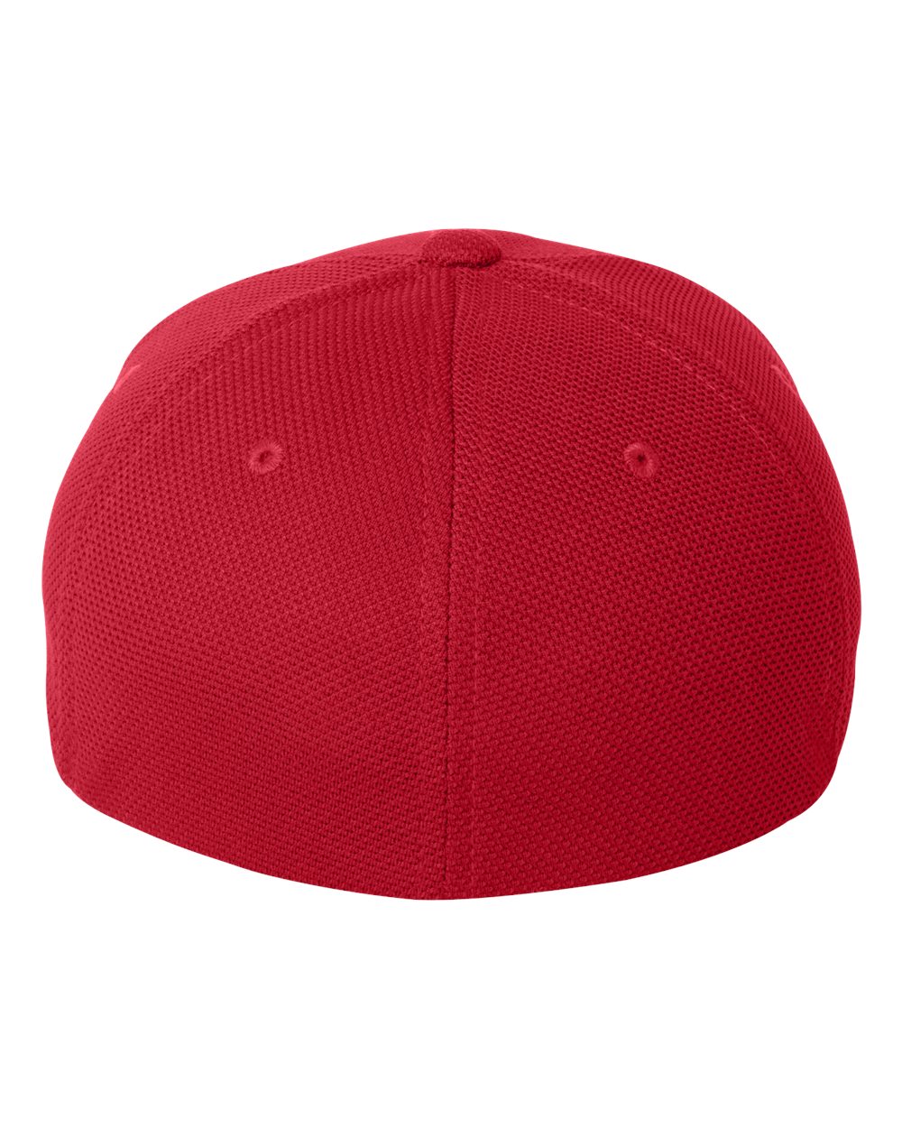 Rear View of Red Cool & Dry Piqué Mesh Cap - 6577CD plain