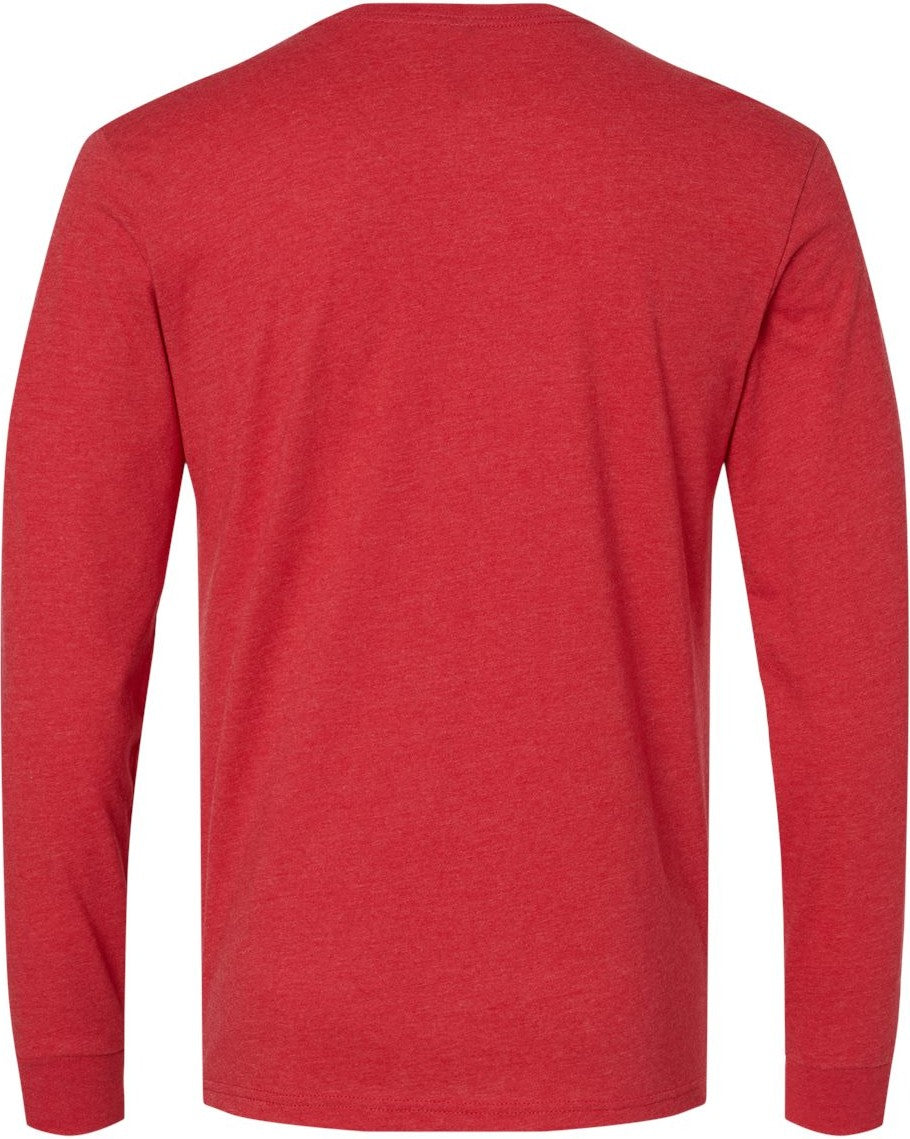 Front View of Red CVC Long Sleeve T-Shirt - 6211