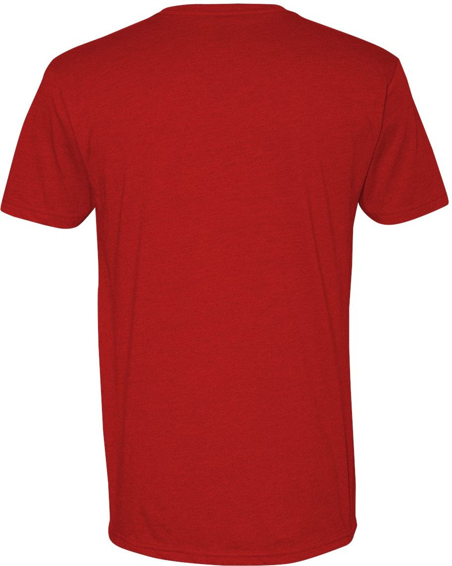 Rear View of Red CVC V-Neck T-Shirt - 6240