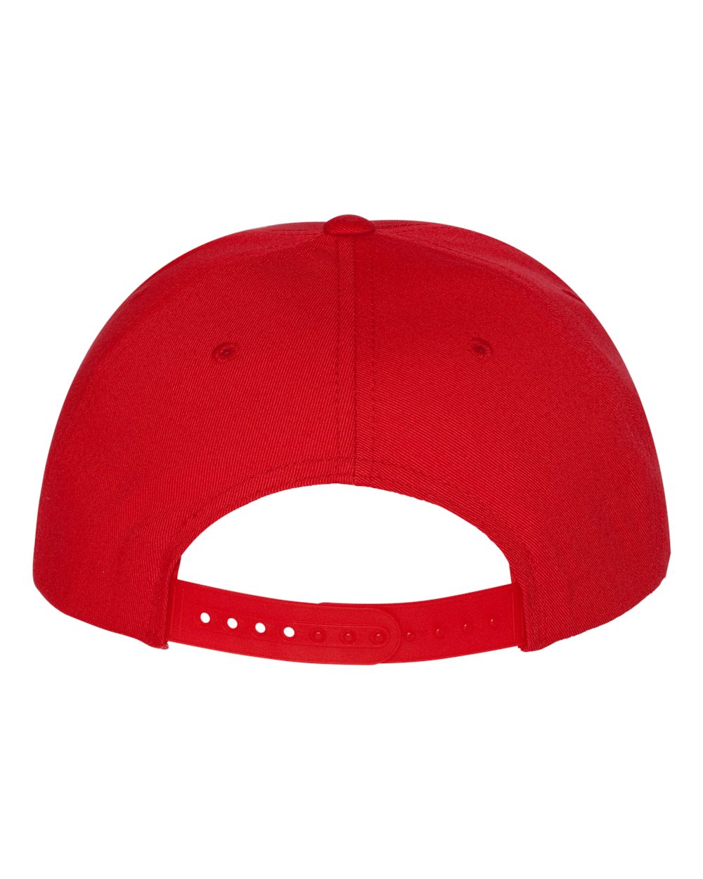 Rear View of Red Five-Panel Cotton Twill Snapback Cap - 6007