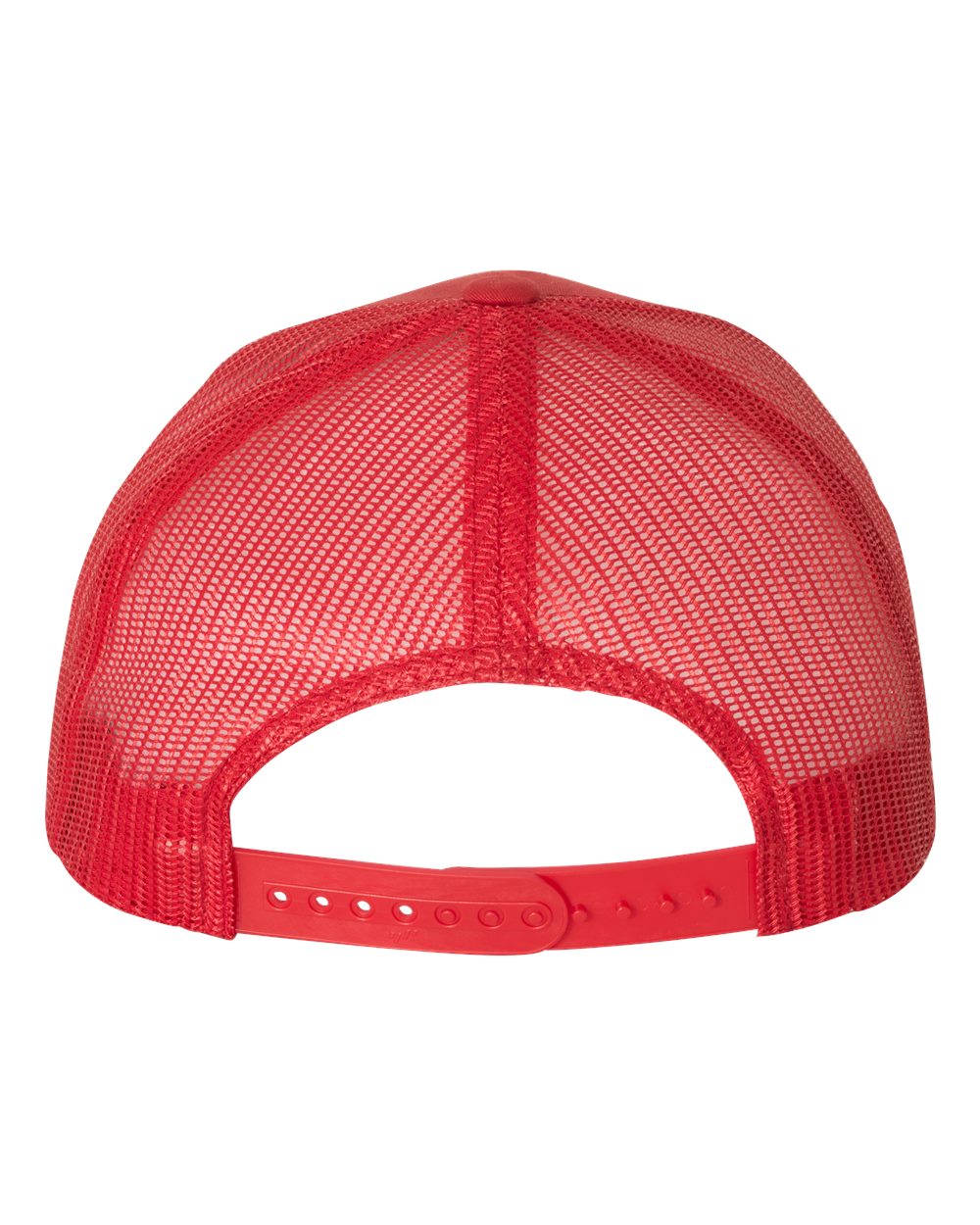Rear View of Red Five-Panel Retro Trucker Cap - 6506