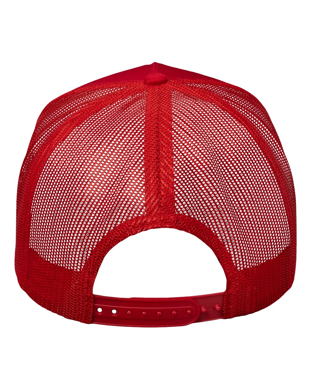 Rear View of Red Five-Panel Trucker Cap - 8804H