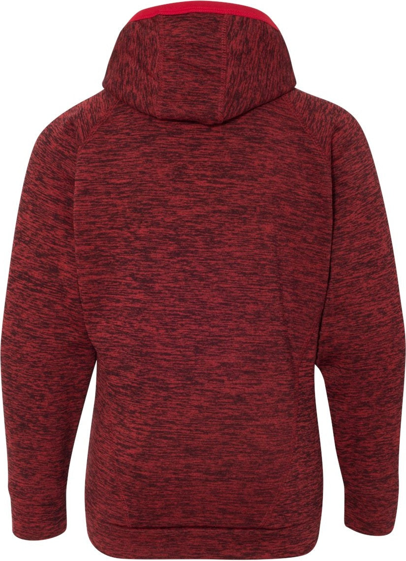 Front View of Red Fleck/ Red Youth Cosmic Fleece Hooded Sweatshirt - 8610