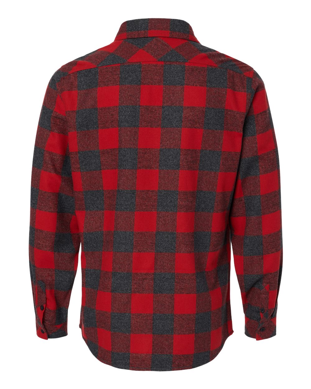 Front View of Red/ Heather Black Open Pocket Flannel Shirt - 8212