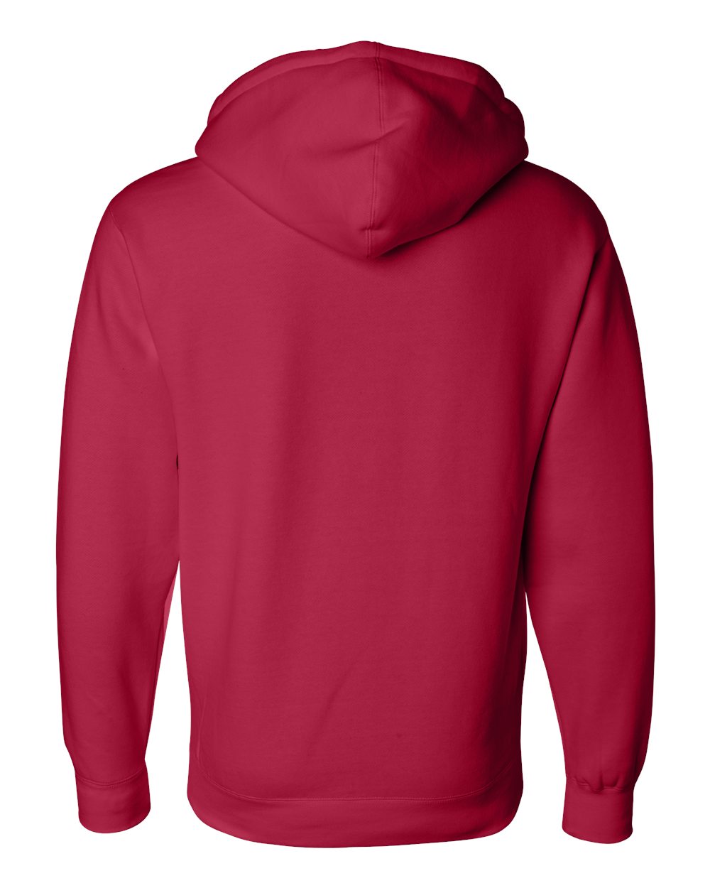 Front View of Red Heavyweight Hooded Sweatshirt - IND4000