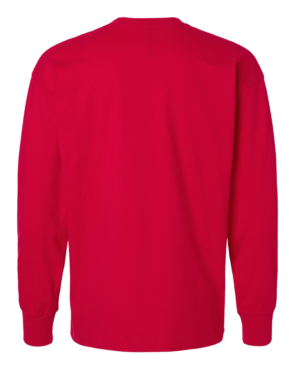 Rear View of Red Heavyweight Long Sleeve T-Shirt - 7211